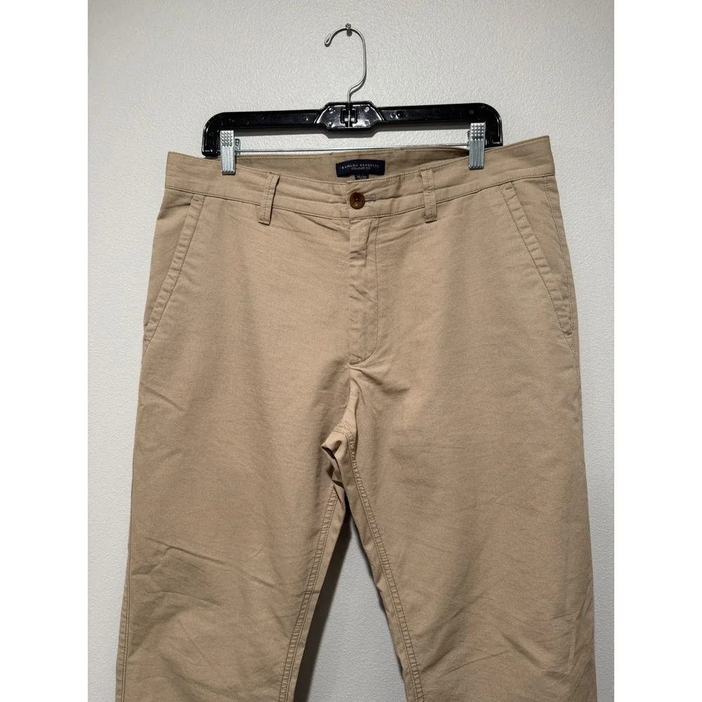 Banana Republic Mens 35x30 Straight Fit Chino Pants Khaki Tan Cotton RN 54023